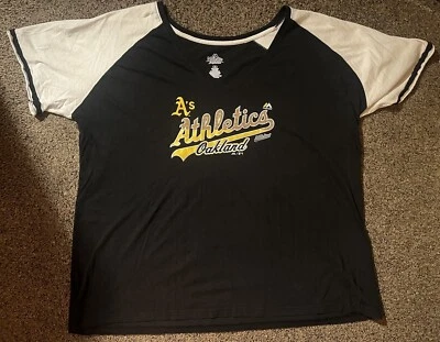 Oakland A’s Athletics Majestic 球迷时尚衬衫 2x 美国职棒大联盟女式女士钱球 — 第 1/4 张图片