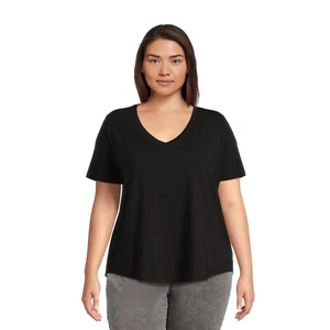 Camiseta Terra & Sky Mujer Talla Grande 3X 24W-26W Cuello en V COLOR NEGRO HOLLÍN NUEVA - Imagen 1 de 5