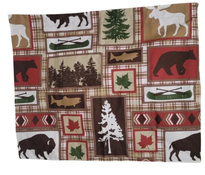 Par de fundas de almohada a cuadros de hoja perenne de bisonte canoa oso pesca caza estándar - T8 Foto 1 de 3