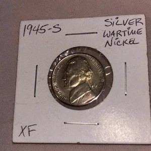 1945-S Jefferson Wartime Silver Nickel XF Mint 5C - Picture 1 of 3