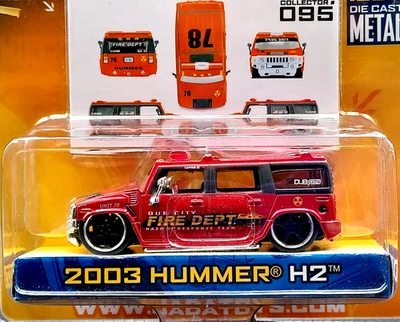 Jada Toys 03 2003 Hummer H2 Dub City Fire Department Collectible Car w/RRs Red - Image 1 of 2