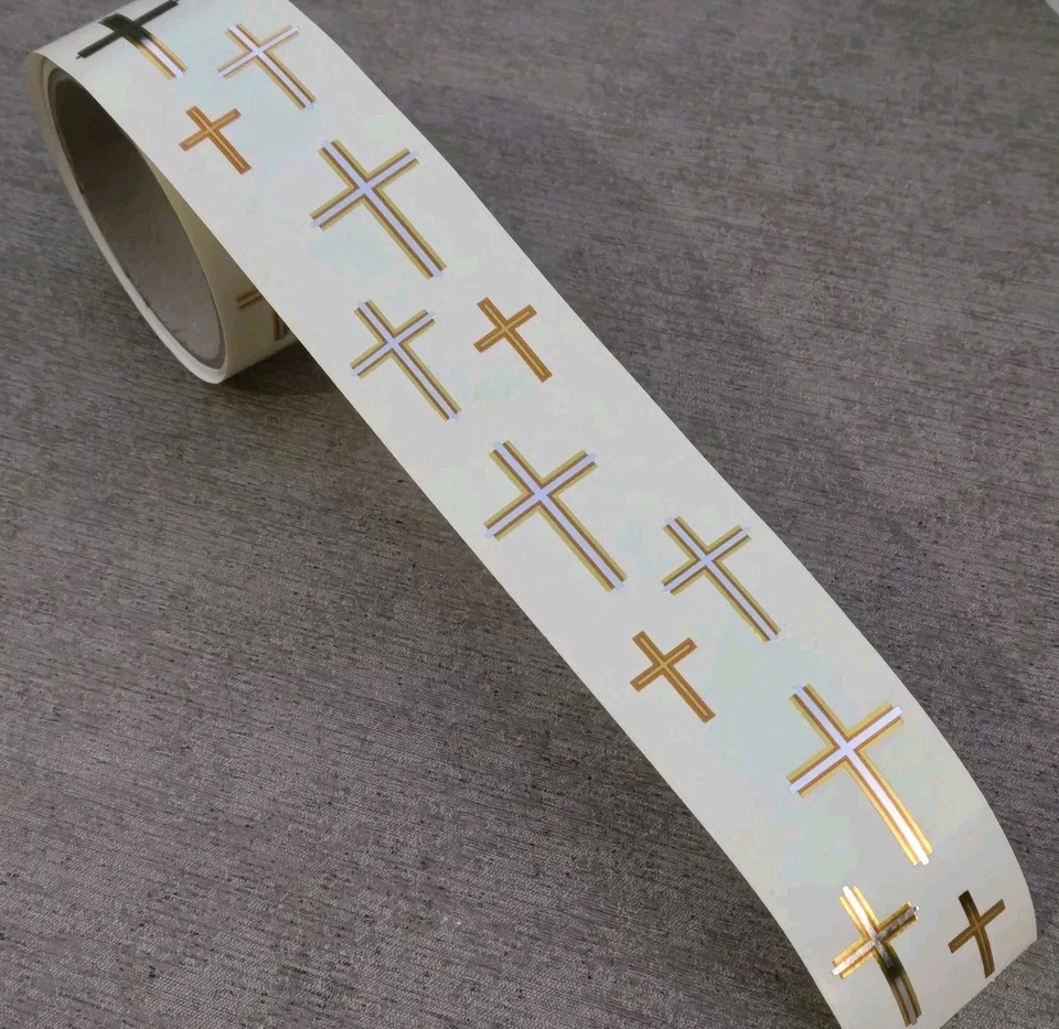 Mrs Grossman's Stickers Roll Cross Foil Metallic Religious 74 Strips Vintage 90s - Image 1 of 4