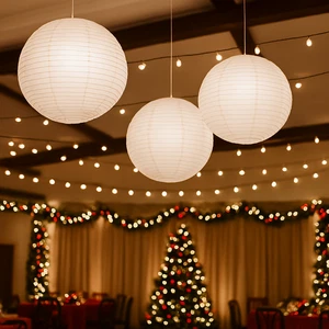 3Pcs White Round Paper Lantern Lampshade Party Decor Hanging Ceiling Light Shade - Picture 1 of 16