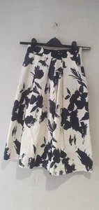 ZARA Blue White Floral Flare Cotton Midi Skirt Size XS Extra Small Corduroy - Picture 1 of 10
