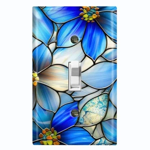 Metal Light Switch Outlet Cover Wall Plate Image of Stained Glass Flowers EGS106 - Picture 1 of 35