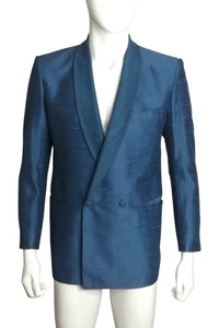 Pierre Cardin - 80er Jahre türkisfarbener Shantung Blazer, Größe L - Bild 1 von 6