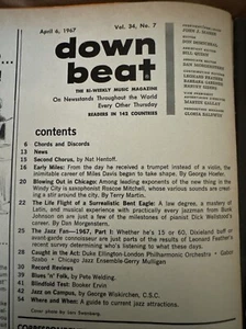 Down Beat - April 6, 1967 - Jazz Magazine - Miles Davis - Fan Survey - Chicago - Picture 1 of 9