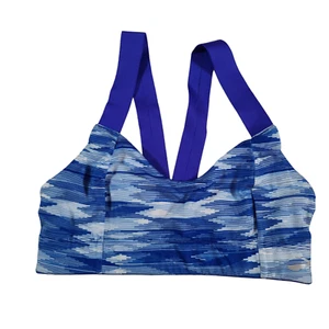 Brooks Sport Sport BH Damen XS Oberteil Blau Streifen Stretch Laufen Racerback - Bild 1 von 4