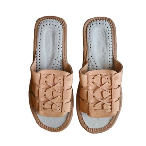 Natural Leather Slippers for Women with geometric design - Picture 1 of 4