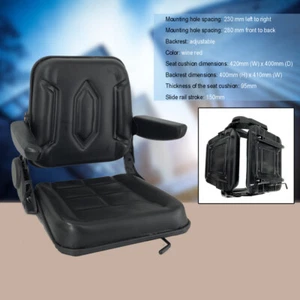 Asiento universal para cortadora de césped asiento de tractor asiento de carretilla elevadora con pista deslizante y reposabrazos - Imagen 1 de 12