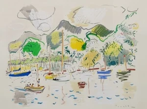 Pintura acrílica de paisaje escénico Rod Prouse original y enmarcada sobre papel - Imagen 1 de 8