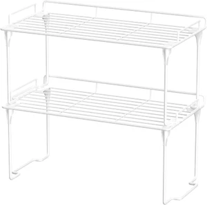 Stackable Cabinet Shelf Organizers, Set of 2 Kitchen Countertop Cupboard Storage - Picture 1 of 9