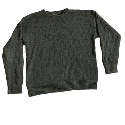 Consensus Sportswear XL Grey Grandpa Sweater Cable Knit Ribbed Cuffs Hem - Image 1 of 4