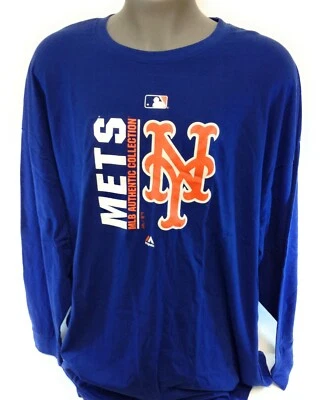 Mens Majestic New York NY Mets MLB Authentic Coll Baseball Long Sleeve Tee Shirt - Image 1 of 2
