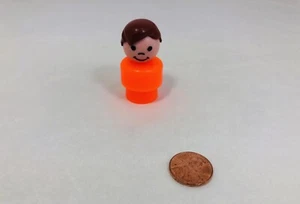 Vintage Little People Boy Orange Body Brown Hair Fisher Price - Picture 1 of 8