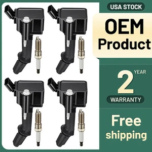 For Chevrolet Buick GMC UF802 4 Ignition Coil & Spark Plug - Picture 1 of 8