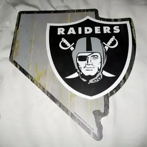 LAS VEGAS RAIDERS Distressed State Shaped Wood Sign 14" x 13" #04 - NEW - Picture 1 of 1