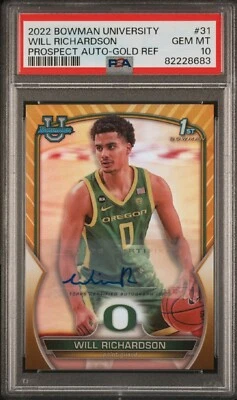 2022-23 Bowman University Basketball Auto #31 💎Will Richardson Gold #D /50 - Image 1 of 3