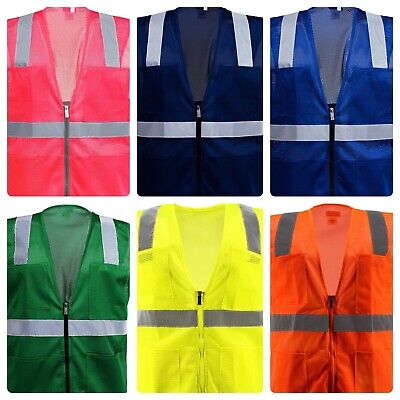 Mesh Reflective Safety Vest With Pockets In A Varieties Of Colors Of Your Choice • 12.99$