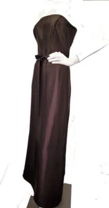 NWT Ann Taylor Brown Long 100% Silk strapless special occasion women's Dress 10P - Picture 1 of 4