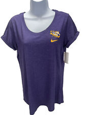 Nike LSU Tee Shirt Ladies XL Junior Purple Gold White round neck Death Valley