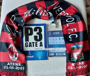 MILAN LIVERPOOL UCL ATENE 23-5-2007 ACCREDITO PASS +9 SCIARPA SCARF UFFICIALE - Foto 1 di 4
