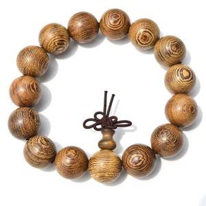 15mm Wood Tibet Buddha Buddhist Prayer Beads Bracelet Mala Bangle Wrist.82IL - Picture 1 of 8