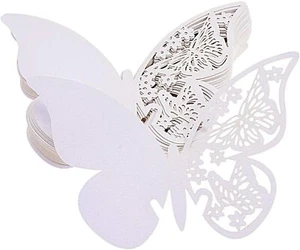 100 Farfalle BIANCHE di carta Segnaposto per Matrimonio, segnatavolo bicchiere - Foto 1 di 6