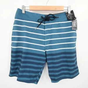 Volcom Men's Swim Trunks Blue Aged Indigo Striped Quarta Static Mod-Tech Size 30 - Picture 1 of 13