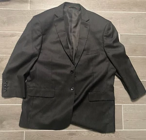 Sergio Martini Men's Super 140s Blazer Jacket Size 44S Black Pinstripe Extra Fin - Picture 1 of 7