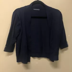 Hayden Park Open Front Cardigan Dark Blue Button Details Size M NWT - Picture 1 of 7