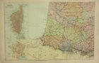 1912 Large Antique Carte ~ France Sud Ouest ~ Encart Corsica Montrant Provinces