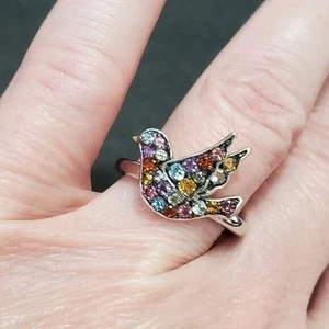 Lorenzo white GP topaz, amthyst & citrine bird ring Size 7ish - Picture 1 of 8
