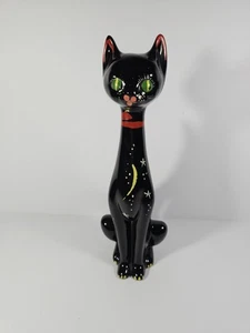 Vintage 1950er-60er Jahre handbemalte Katzenfigur mit langem Hals, 12 Zoll hoch x 5 Zoll x 4 Zoll - Bild 1 von 8