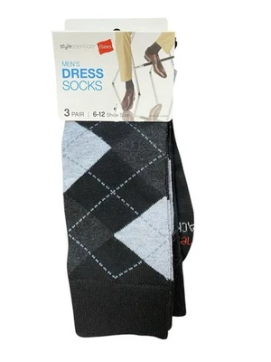 NWT 3 Pairs Hanes Men's Performance Dress Socks Size 6-12, Pattern-Argyle C81/3 - Изображение 1 из 4