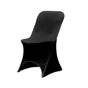 1 pc Black Spandex Folding Chair Covers Wedding Reception kc - Picture 1 of 8