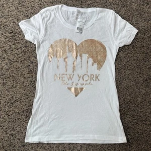 Neu mit Etikett New York City Glitzer Grafik T-Shirt Ideal T Größe M - Bild 1 von 7