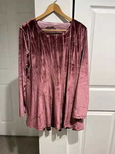 Soft Surroundings Top Damen XL Rot Rose Samt Langarm Kunstvoll Romantisch - Bild 1 von 9