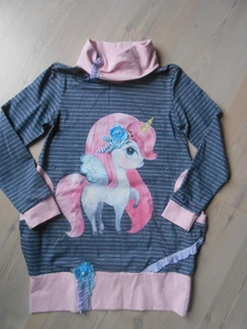 Jersey Pullover Kleid Gr. 122-128 Übergangskleid Unikat Taschenkleid - Bild 1 von 9