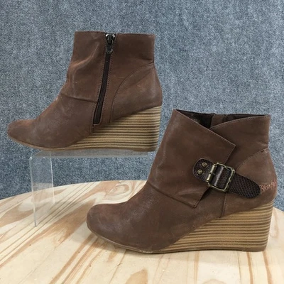 Blowfish Boots Womens 11 Malibu Baldwin Wedge Ankle Booties Brown Suede Vegan - Image 1 of 4