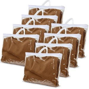 8 Pcs Zippered Storage Bags Clear Sweater Storage Bag PVC Plastic Storage Bag... - Picture 1 of 7