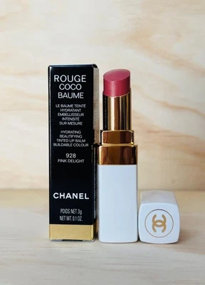CHANEL Rouge Coco Baume Hydrating Tinted Lip Balm 928 Pink Delight 3g New in Box - Image 1 of 4