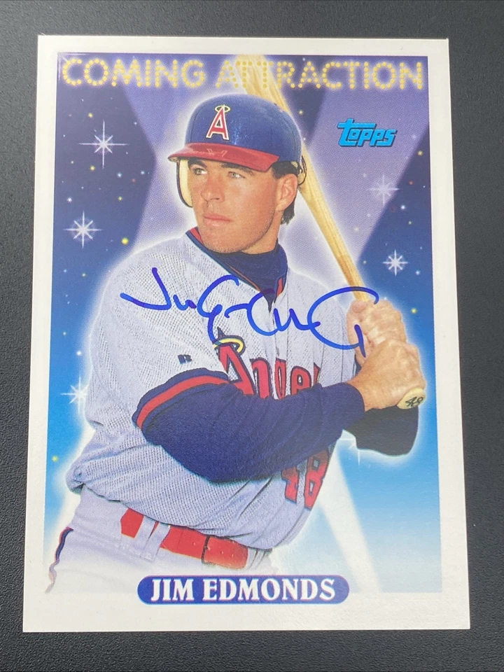 1993 Topps #799 Jim Edmonds Firmado Automático (Sharpie) Novato California Angels Foto 1 de 2