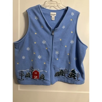 Chaleco Breckenridge Para Mujer 2X Usado en Excelente Condición Invierno Vacaciones Polar Bordado Copos de Nieve Foto 1 de 4