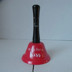 Anillo para un beso campana de metal con mango de plástico 5 pulgadas rojo y negro - Imagen 1 de 11