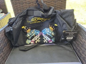 Ed Hardy Double Panther Black Canvas Duffle Bag Neu Zustand N6 - Bild 1 von 12
