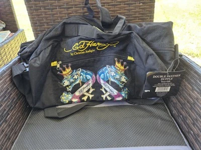 Ed Hardy 双豹黑色帆布行李袋全新状况 N6 — 第 1/4 张图片