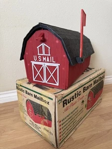Vintage Rustic Red Barn Mailbox Black Roof Plastic 19.5 x 11 3/4 x 11.5 USA C2 - Picture 1 of 13