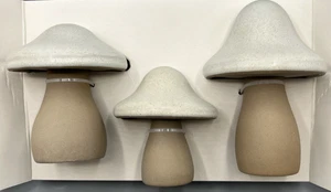 Ceramic Mushroom Set/Home Décor / Threshold /New in Box/Cream & Tan/6",5",4"/ - Picture 1 of 2