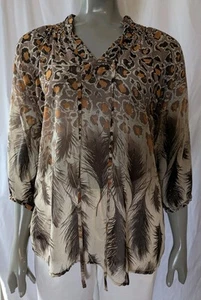 Jeans by Buffalo Leopard Print Sheer Top M - Picture 1 of 11